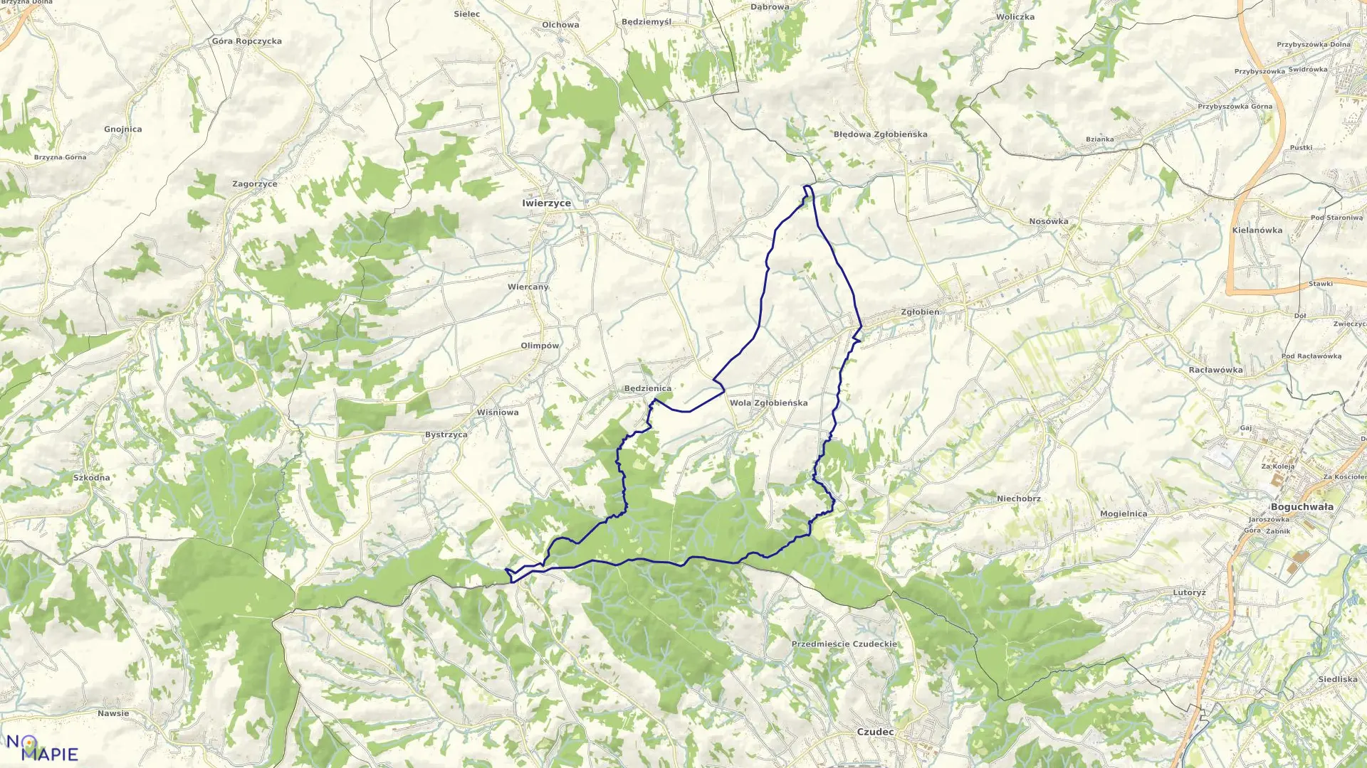 Mapa obrębu Wola Zgłobieńska w gminie Boguchwała